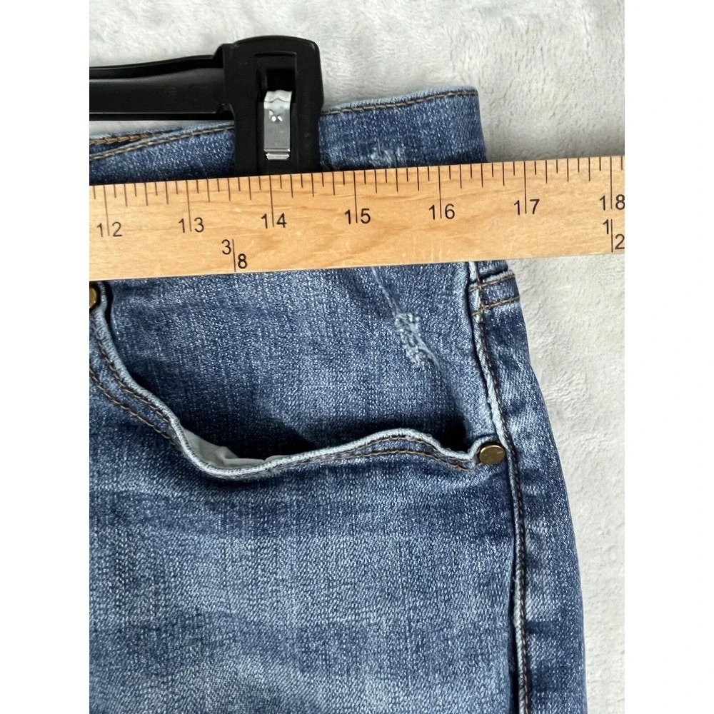 RSQ Jeans Men 31x32 Blue Wash Denim London Skinny Stretch Distressed Rip Biker